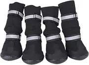 Sluffs Set of 4 Waterproof Pet Dog Shoes Non-Slip Protective Boots Outdoor Snow Boots with Reflective Tape for Large Dogs(XL-Bule)
