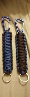 6" Double Cobra Paracord Keychain/Caribiner Police Thin Blue Line