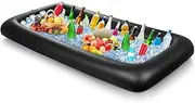 Leitee Inflatable Serving Bar with Drain Plug 52 x 24 x 5'' Inflatable Ice Serving Buffet Bar for Party Food Cooler Buffet Drink(Black,Basic Style)