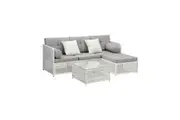 Livsip Outdoor Furniture Sofa Set 5PCS Wicker Lounge Setting Table Chairs Garden