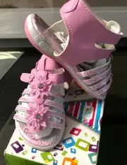 Toddler Girls Gladiator sandals size 8 Pink Strappy Flowers Shoes High Top Flat
