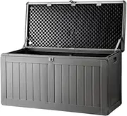 Gardeon Outdoor Storage Box Container Cabinet Bench, 190L Medium Lockable Tool Toy Deck Boxes Chest Garden Shed Storages Ottoman Chair Seat Patio Indoor Furniture, Perfect for Water-Resistant Grey