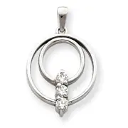 14k White Gold A Diamond Three Stone Circle Pendant