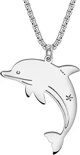 [RAIDIN] Stainless Steel 18K Gold Silver Plated Sea Life Shark Crab Seahorse Turtle Dolphin Necklace Pendant for Women Girls Cute Ocean Animal Necklaces Jewelry for Gifts