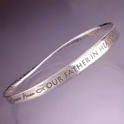 Solid Sterling Silver Mobius Bangle Bracelet-The Lord's Prayer NIV Free US Ship!