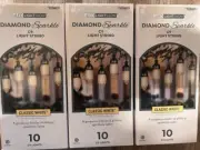 3 boxes Gemmy Lightshow Diamond Sparkle 10 C9 LED Noel Classic White Light Set