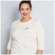 ModCloth Women's Cream Printemps Charm School Pullover Sweater 3X NEW