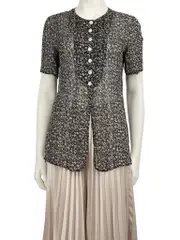 Black Silk Floral Sheer Blouse