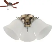 Modern Ceiling Fan Light Fixture Kit with 3 Frosted Ribbed Glass Bulb Shades and