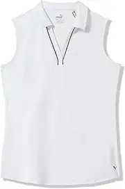 [PUMA] Girls Cloudspun Piped Sl Polo, White Glow, Large