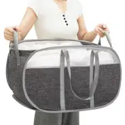 Pop-Up Laundry Basket，collapsible Mesh Laundry Hamper– With Extended Shoulder...