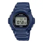 【CASIO 卡西歐】復古風造型經典色圓形數位 W-219H-2AV休閒錶(橡膠蔚藍色碼表鬧鈴日曆LED)