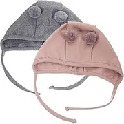 [Beatifufu] Cotton Baby Hats 2 Pack Newborn Infant Cap Soft and Breathable for Boys Girls