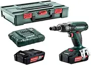 Metabo Cordless impact wrench SSW 18 LTX 400 BL (602205500) 18V 2x Li-ion; charger ASC 55; metaBOX 145, type of battery pack: Li-ion, battery voltage: 18 V, battery capacity: 2 x 4 Ah