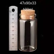 5pcs 100ml Empty Clear Bottles Wish Glass Bottles With Cork Vials 47*90mm