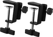 ifundom 2Pcs Microphone Stand Holder Clamp with Base Space Saving Desktop Mount for Secure Microphone Positioning Compatible with Flat Surfaces Up to Thick