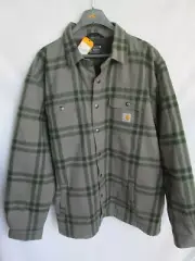 NWT Men's CARHARTT Sherpa Lined Gray Shirt Jac Shacket Relaxed Fit Size 2XL