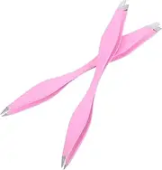 VALICLUD 2pcs Dual Ended Stainless Steel Eyebrow Tweezers Multifunctional Craft and Jewelry Tweezers with Skin Friendly Design for Hair Removal and Eyebrow Shaping Portable Beauty Tool