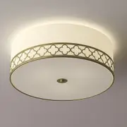 Citilux New Jersey Fabric Shade with Antique Brass Flourish Pattern Elegant Range Ceiling Light