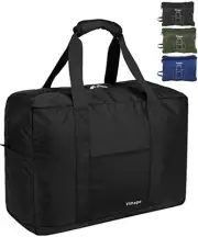 Foldable Travel Duffle Bag with Trolley Sleeve 40L - 18x14x8 inches Black