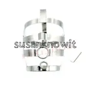 Unisex Stainless Lockable Head Cage Posture Oral Hood Collar Cuffs Restraint
