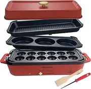 HeHoGoGo Multifunctional Electric Griddle Electric Grill Nonstick Baking Maker with 3 Interchangeable Pans For Takoyaki Cake Pop/Mini Pancake/Fried Steak