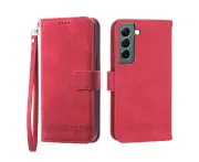 Flip Leather Wallet Case for Samsung Galaxy S22 Plus - Red