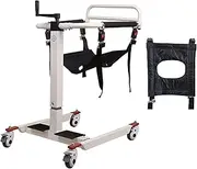 Patient Transfer Chair,Steel Transport Wheelchair - Portable Patient Lift Wheelchair for Home, Full Body Patient Transfer Lifter with Padded Seat Bedside Commode for Handicap Elderly Seniors