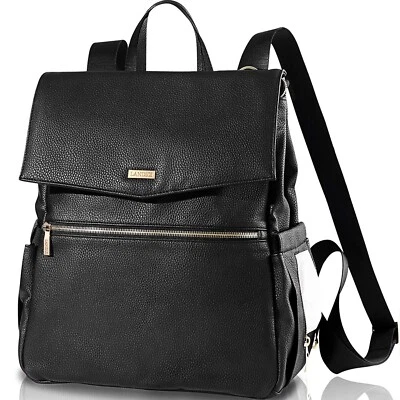 Landici Diaper Bag Backpack Faux Leather Black NEW