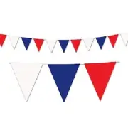 PMU 17 Inch X 30ft Patriotic Outdoor Pennant Banner Red, White and Blue