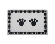 Petrageous Pet Paws Print Pet Placement Mat Black 29 x 48cm