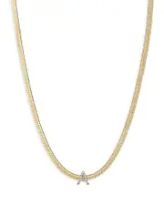 Ettika Initial Herringbone Chain Necklace in 18K Gold Plated, 12