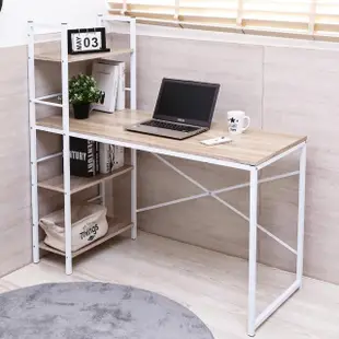 【Akira】MIT低甲醛雙向層架電腦桌 寬120公分(工作桌/書桌/辦公桌/桌子/書架)