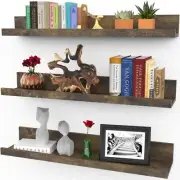 Icona Bay 24 Inch Floating Shelves for Wall, Set of 3 in 24", Walnut Brown