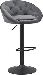 [Viviendo] 2 Pcs Bar Stools, Adjustable Height Chairs with Gas Lift, Swivel Kitchen Dinning Barstool for Home Bar Dining Room Cafe Outdoor Indoor, Grey
