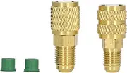 Refrigerant Adapter R22 R410 Copper Swivel Adapter Professional Grade with Anti Slip Grip for HVAC Maintenance 1/4SAE 5/16SAE Threads Includes 2 Adapters and 2 Sealing Rings
