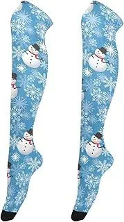 [Caihoyu] Women'S Socks Flexible Extra Long Soccer Socks Novelty Over Knee High Socks for Stage Performances Cool Winter Snowman Pattern, Cool Winter Snowman Pattern