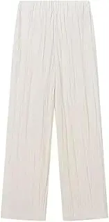 [Zadaos] Women Two Peice Sets Pleated Open Stitch Notched Blazer + Wide Leg Trousers Office Lady Sets