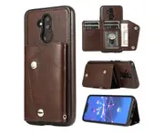 Case for Huawei Mate 20 Lite, Leather Wallet Case With Card Pockets Back Flip Shockproof Cover Case-Brown