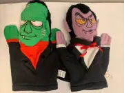 Vintage 1989 Applause Hand Puppet Dracula & Frankenstein NWOT