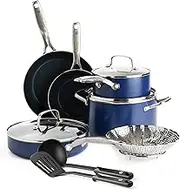 Blue Diamond Cookware Diamond Infused Ceramic Nonstick, 11 Piece Cookware Pots and Pans Set, PFAS-Free, Dishwasher Safe, Oven Safe
