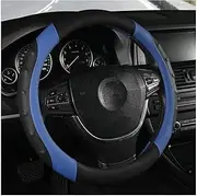 Universal Steering Wheel Cover Car Anti-Slip Leather Steering Wheel Cover Universal Car Steering Wheel Protective Cover 38cm Car Interior Accessories Steering Wheel (Color : O Black Blue)