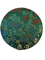 Vintage Pier 1 One Imports Cloth Covered Small Compact Mirror Make Up Green 3.5"