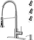 Brushed Nickel Kitchen Sink Faucet: Stainless Steel Kitchen Faucets with Soap Di