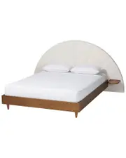 Baxton Studio Bernice Japandi Boucle & Wood King Bed