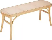 VEVOR Rattan Bench, 43.3" Wooden Rattan Bench, Entrywway Bench with Oak Wood Legs, Bedroom End of Bed Boho Bench with Hand Woven Rattan, for Living Room, Kitchen