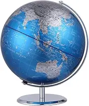 360° Manual Rotation Globe, Metallic Paint World Globe, Earth Globe for Education Home Office Desk Bookshelf Decor