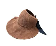 Fashion Fake Bow Tie Grass Hat Big Sunscreen Beach Seaside Wild Fisherman Hat Suitable for Women