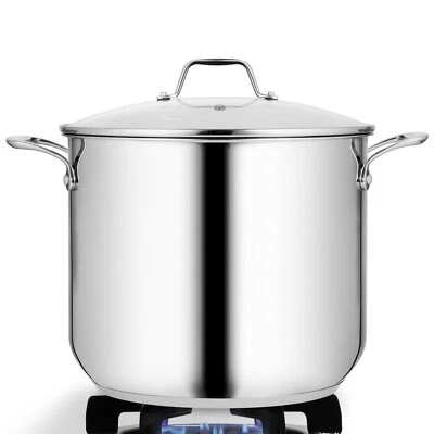 NutriChef 19Qt Soup Pot With Lid – 16.45x12in – Electric, Gas, Induction