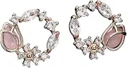 [Generic] Round Pink Green Crystal Stud Earrings Cirlce Jewelry Fashion for Women High-end Earrings